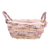 Oval Woven Bark Basket with Ears (20cmx9.5cm)