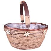 Round Basket with Flower (26.5cmx13cm)