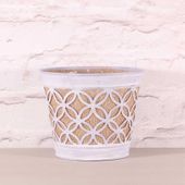 Round Planter with Hessian in Lilac (16.5cm)