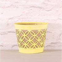 Round Planter with Hessian in Yellow (16.5cm)