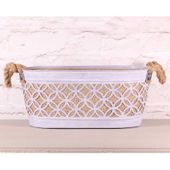 Oval Planter with Hessian and Rope Handle in Lilac (33.5cm)