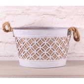 Round Planter with Hessian and Rope Handle in Lilac (28cm)