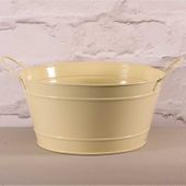 Cream Round Zinc Bowl  (11cm x 22cm)