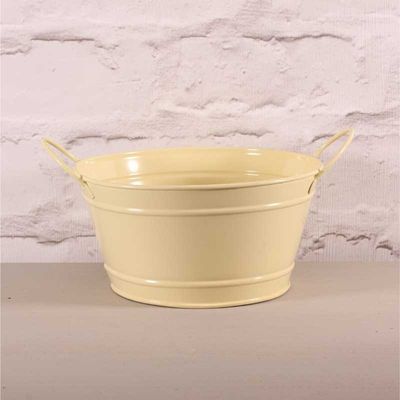 Cream Round Zinc Bowl (9x18cm)