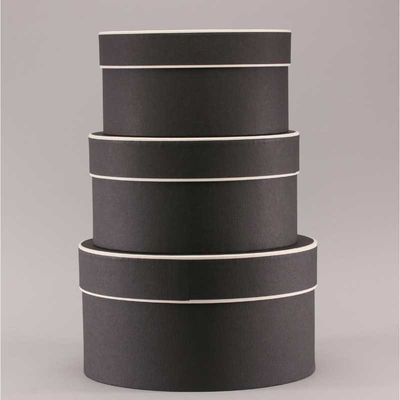 Round Hat Boxes Black with Cream Trim (Set of 3)