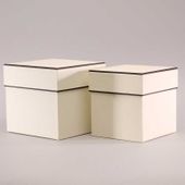 Square Hat Boxes-Cream with Black Trim (Set of 2)