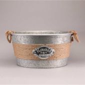 Round Zinc Bucket with Rope (41.5x21cm) 