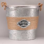 Round Zinc Bucket with Rope (37.5x34cm) 
