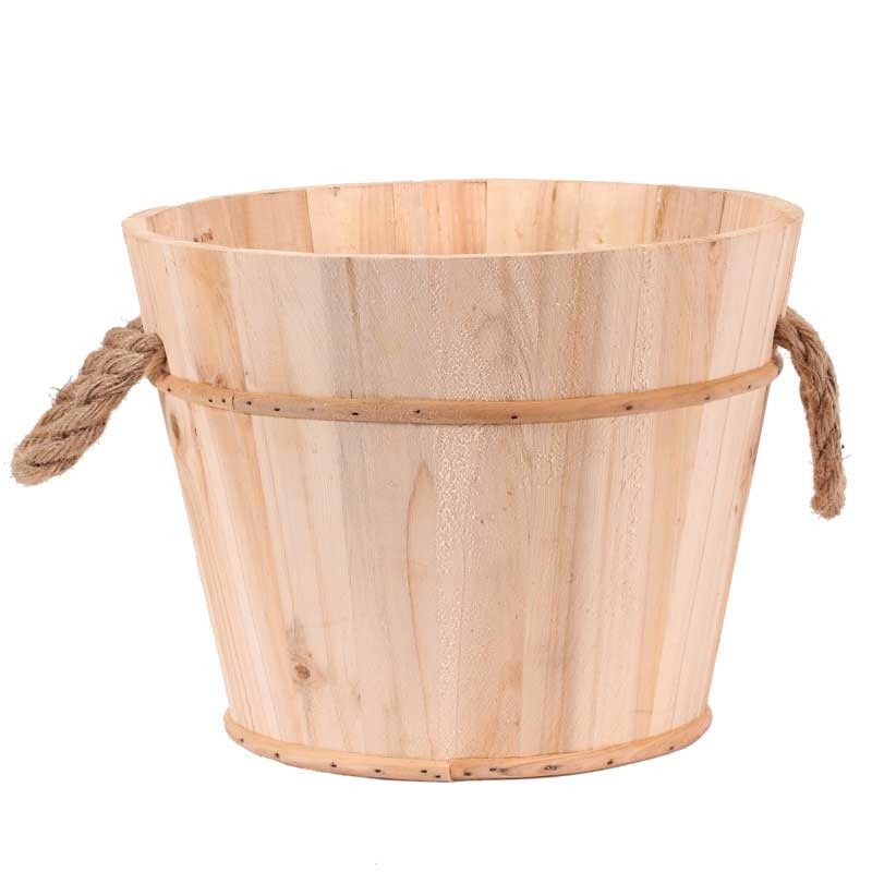 Round Natural Wooden Barrel Rope Handles (H19.7cm D25cm) | APAC