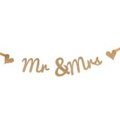 Gold Glitter Mr and Mrs Banner 