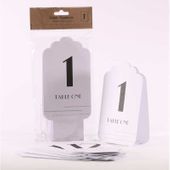 White with Silver Glitter Table Numbers 1-12 
