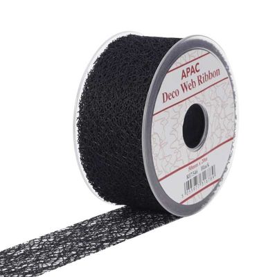 50mm x 20m Black Deco Web Ribbon (6/72)