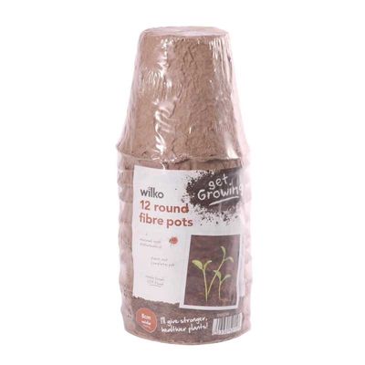 330501 Round 8cm Fibre Pot Pk12