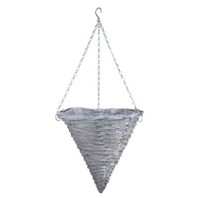 14" Grey Wash Willow Cone H/Bsk (20)