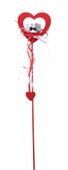 Heart open  wooden  Pick with mice red 50cm Stem 10pk