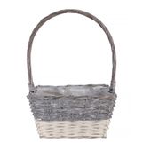 30x22cm Two Tone White Wash Rectangular Basket w/Handle