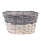 32x25cm Two Tone White Wash Oval Basket 