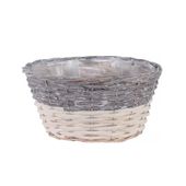 27x19cm Two Tone White Wash Oval Basket 