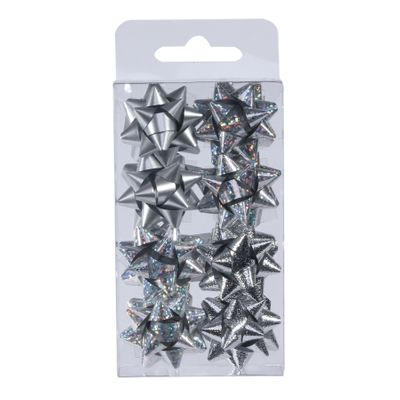 Silver 3.5cm mini star bows in acetate (8 bows)