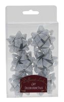 Set of 6 Metallic Silver Fabric Bows (5cm)
