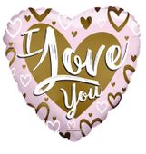 I Love You Matt Gold & Pink Heart Balloon (18 inch)