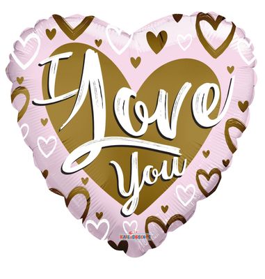 I Love You Gold And Pink Jumbo Heart (36 Inch)