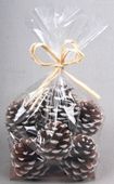 5-7cm Pine Cones W/Wht Tip x10pcs Bag