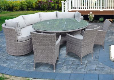 Rowena Rattan Oval Garden Dining Set  (Sofa and 3 single chairs)