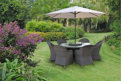 Rowena Round Garden Set (6 x chair, 1 x lazy susan and parasol included)