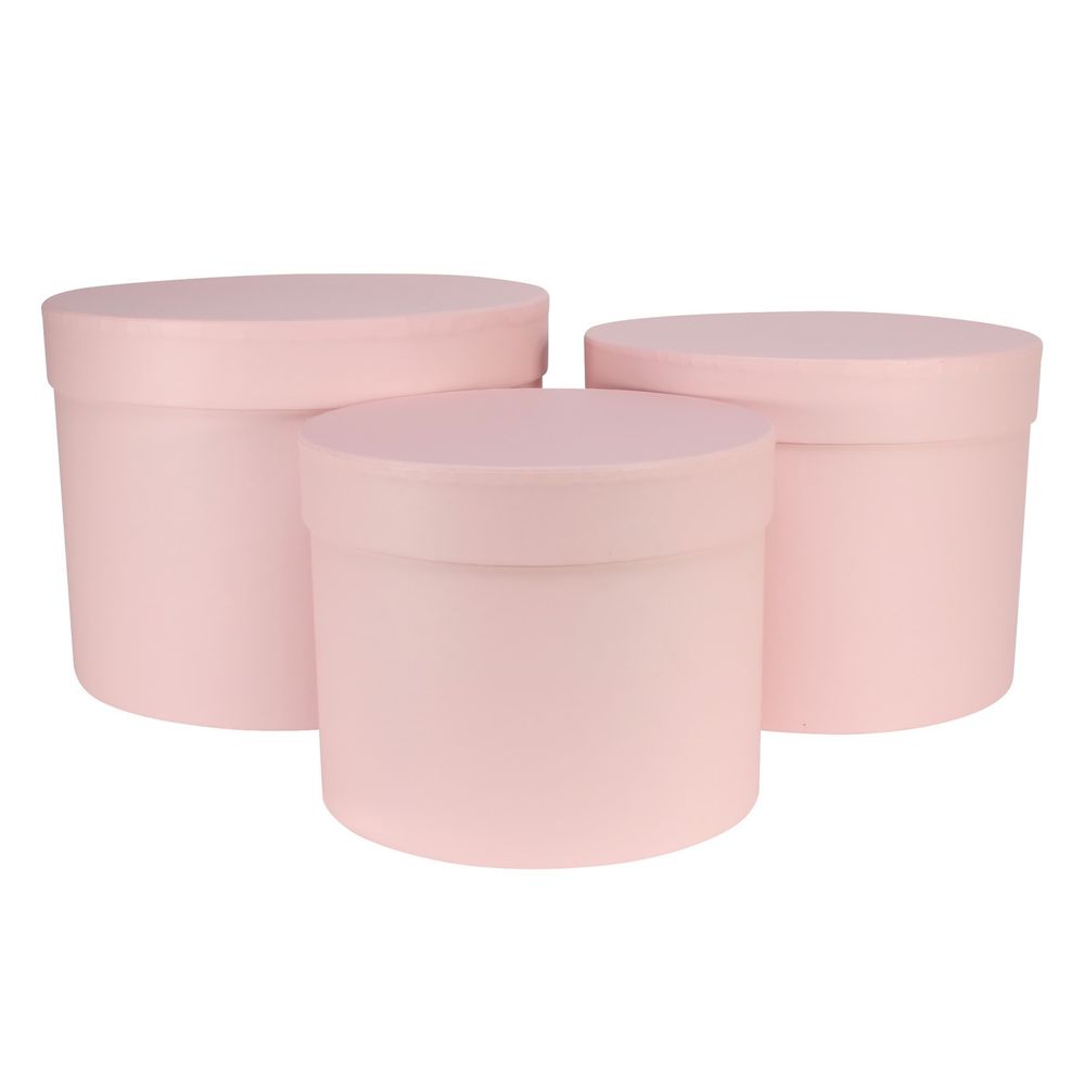 Pale Pink Hat Box (Set of 3) (Largest D19 x H14.4cm) APAC