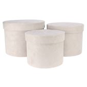 Grey Suede Hat Box (Set of 3) (Largest - D19 x H14.4cm)