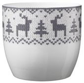 Basel X-Mas Ceramic Pot 14cm knitted elch gray