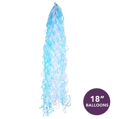 Baby Blue / White Balloon Tassels  - For 18 Inch Balloons