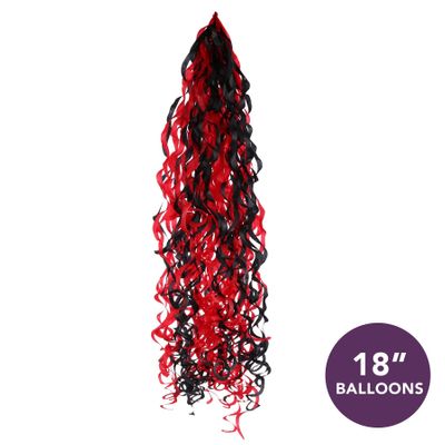 Red / Black Balloon Tassels  - For 18 Inch Balloons