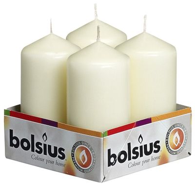 Bolsius Pillar candles Ivory, tray  4, 100/48 mm