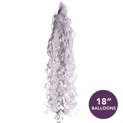 Metallic Silver / White Balloon Tassels  - For 18 Inch Balloons