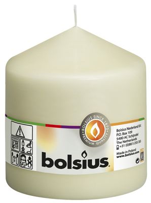 Bolsius Pillar candle Ivory, single in cello (100 mm x 98 mm)
