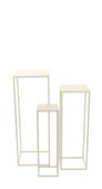 S/3 Square Cream Flower Stands (S)