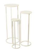 S/3 Round Cream Flower Stands (L)