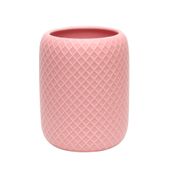 Soft Pink Textured Ceramic Vase (15 x 11.5 x 10.5cm)