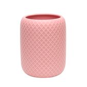 Soft Pink Textured Ceramic Vase (15 x 11.5 x 10.5cm)