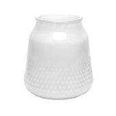 Textured White Collar Glass Vase (H16.5cm x TD8.5cm x BD12cm)