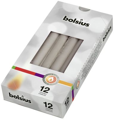 Tapered Candle, Individually wrapped in cello bx12 - Warm Grey