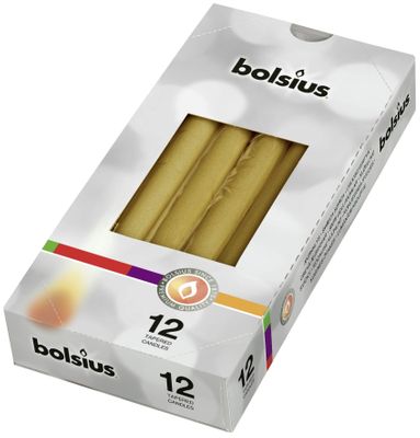 Tapered Candle, Individually wrapped in cello bx12 - Metallic Gold