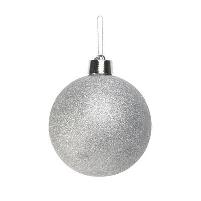 Silver Glitter Shatterproof Bauble (x1) (20cm)