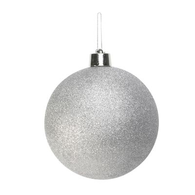 Silver Glitter Shatterproof Bauble (x1) (25cm)