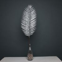 Glitter palm leaf 70cm silver stem