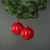 Kaia 12cm Glass Red Velvet Bauble (S/4)