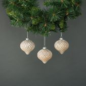 Calista 8cm Glass Onion Bauble Gold (S/4)