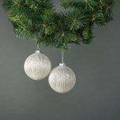 Calista 10cm Glass Bauble White (S/4)